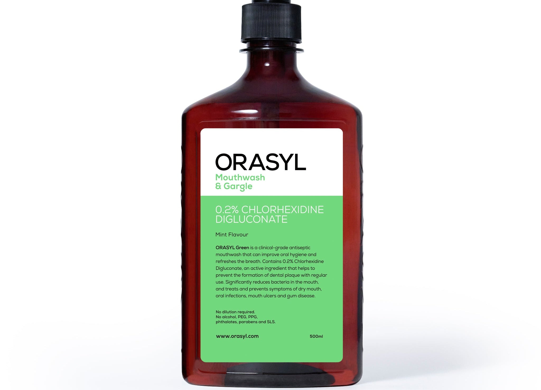 ORASYL GREEN - Chlorhexidine Digluconate Gargle/Mouthwash (500ML)